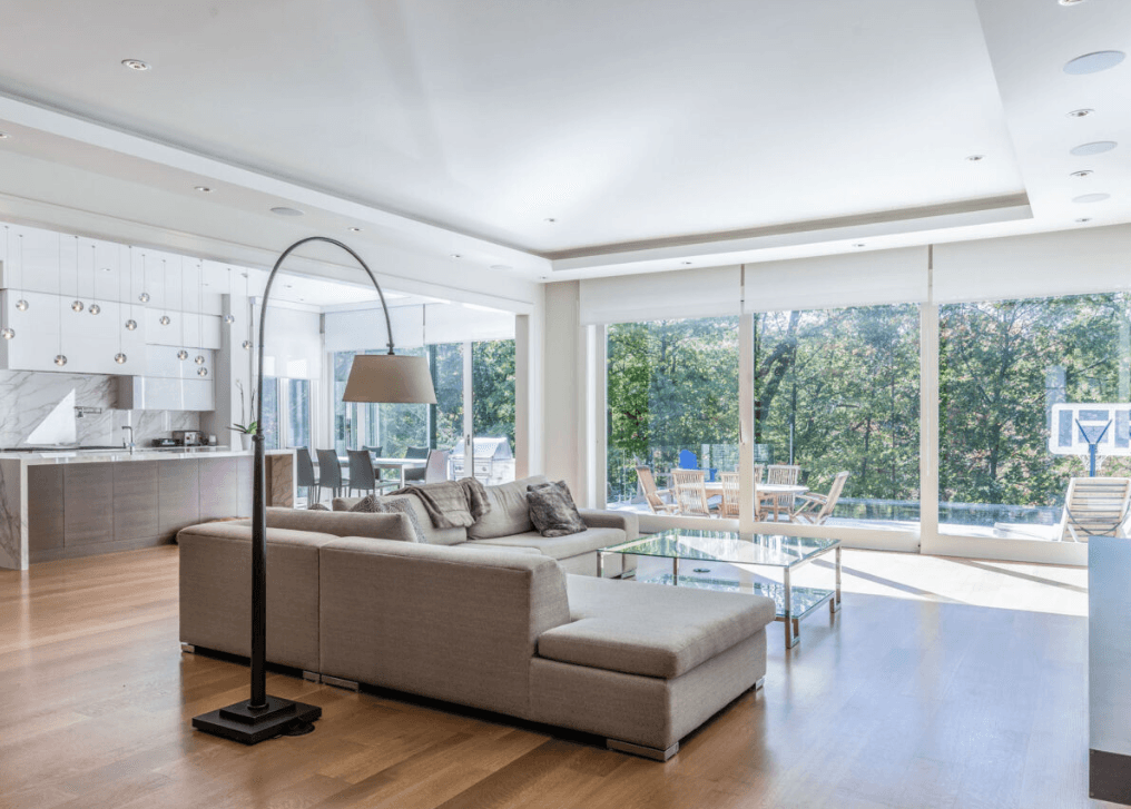 Open living and kitchen space, Bennington Heights residence